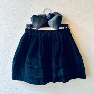 Black Tiered Velvet Skirt